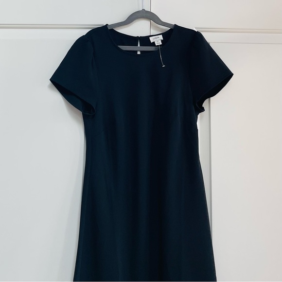 NWOT J. Crew 2023 Sustainable Black Cap Sleeve Key Hole Back Maxi Dress Sheath - Picture 2 of 8